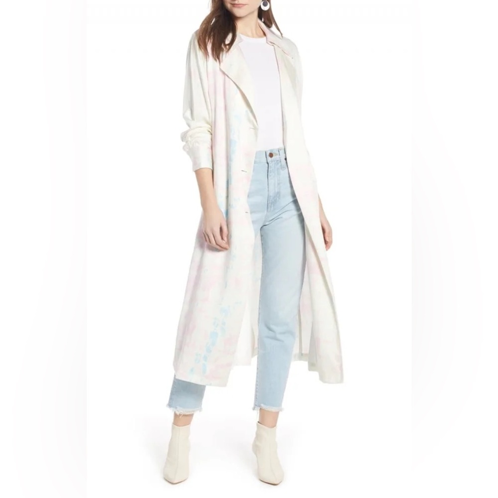Something Navy Floral and cream Cream Longline Duster